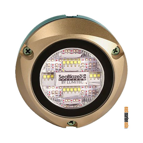 Lumitec Zambezi X2 Bronze Housing Surface Mount LED Underwater Light - White / Blue