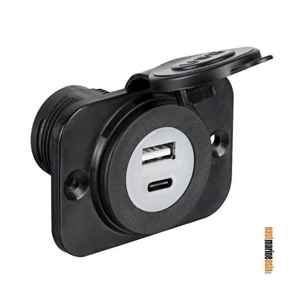 Osculati USB A + USB C Socket (Panel Mounting)