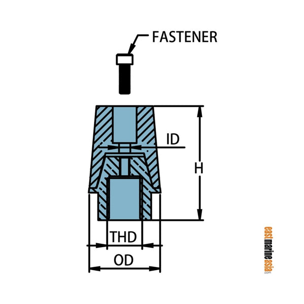 Martyr Beneteau Propeller Nut Anode c/w Inserts & Hardware - Zinc