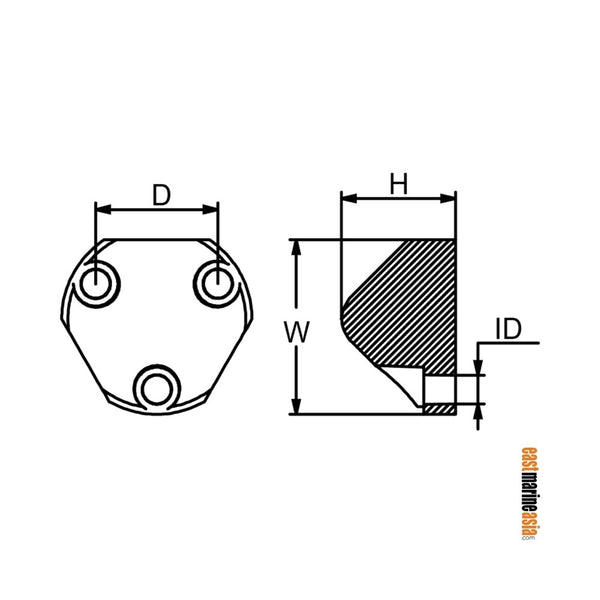 Martyr SGFF652Z Flexofold Propeller Anode - Zinc