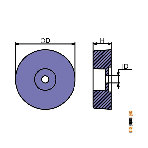 Martyr SGBA001Z 125 mm Round Plate Hull Anode - Zinc