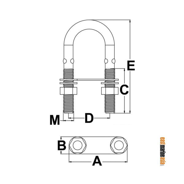 AISI 304 Stainless Steel U-Bolt
